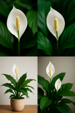 "Peace Lily with elegant white blooms in living room"